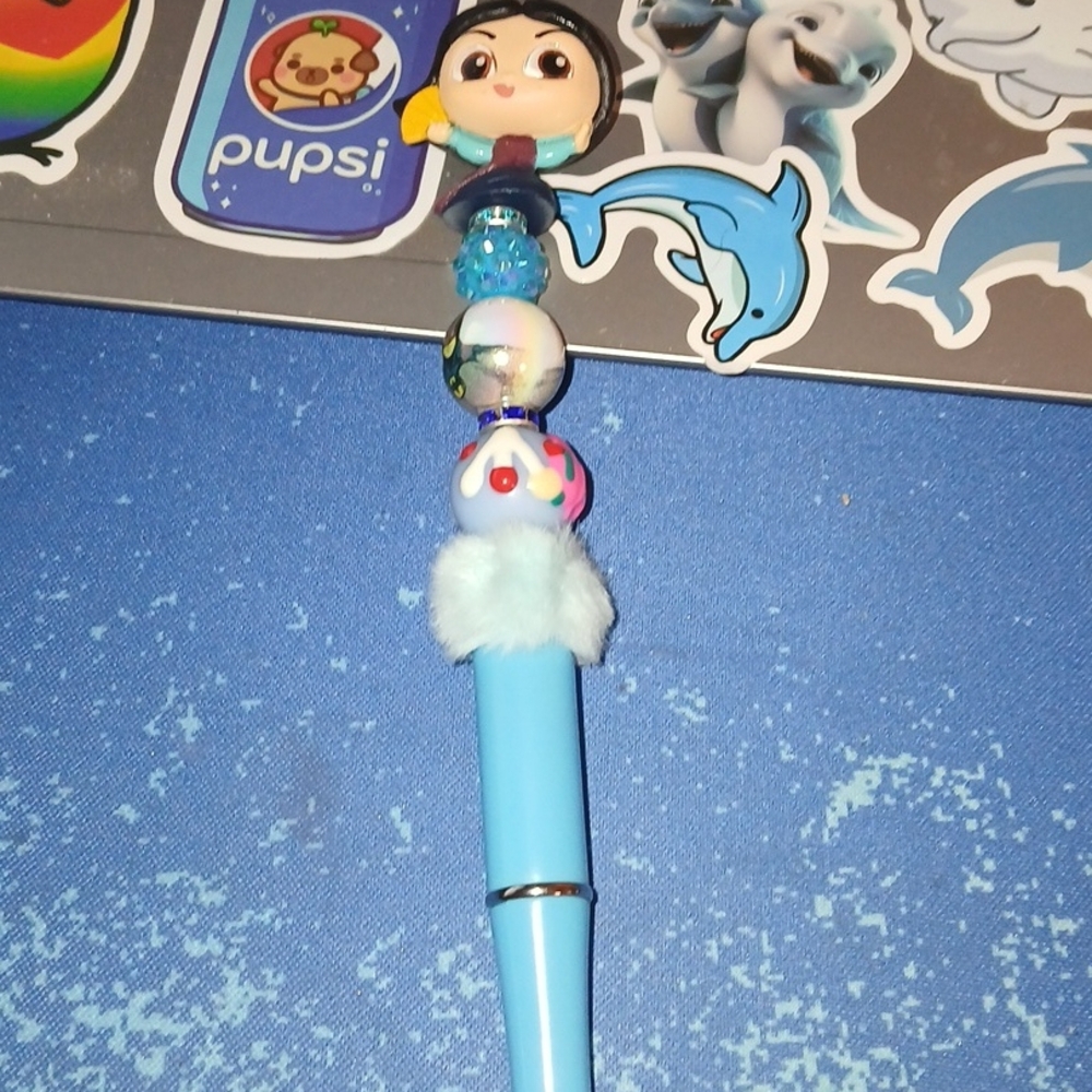 Blue Character-Themed Pen